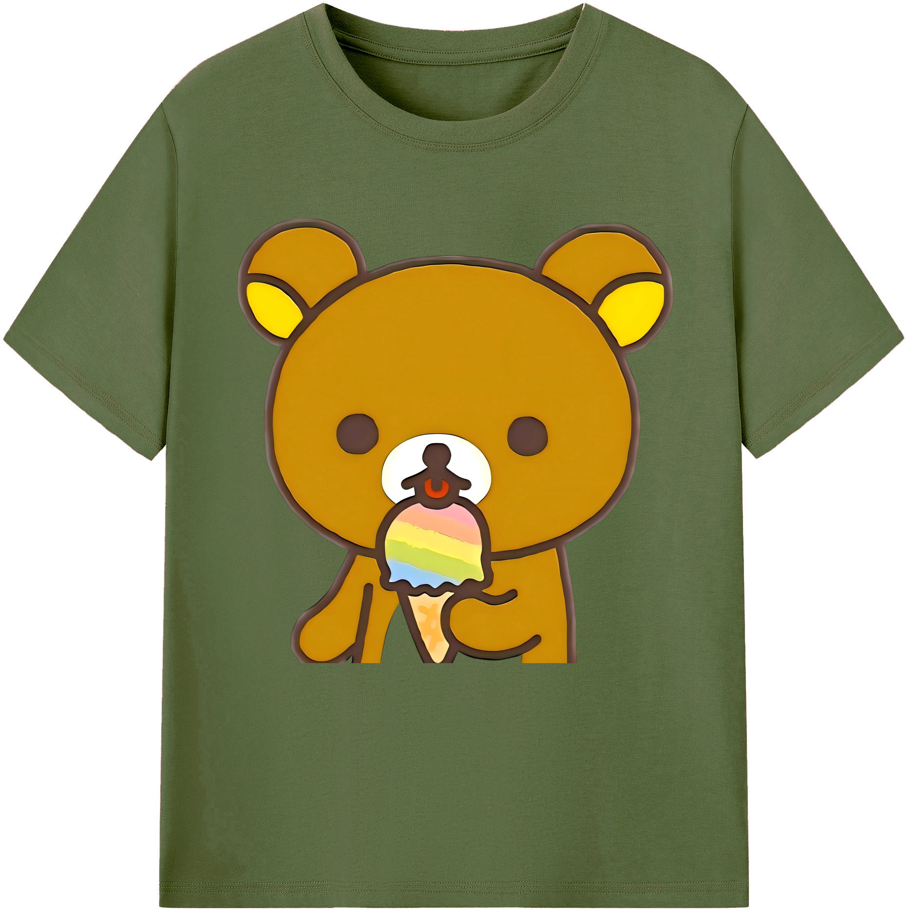 （画像用） リラックマ リラックマ キイロイトリ Rilakkuma Korilakkuma Kiiroitori 綿100％半袖Tシャツ（フロントプリント）